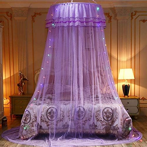  Yunlife Dome Bed Canopy With LED Star Lights,Hanging Bed Curtains For Princess Girls Room 70 X 260cm / 27.5 X 102 Inch