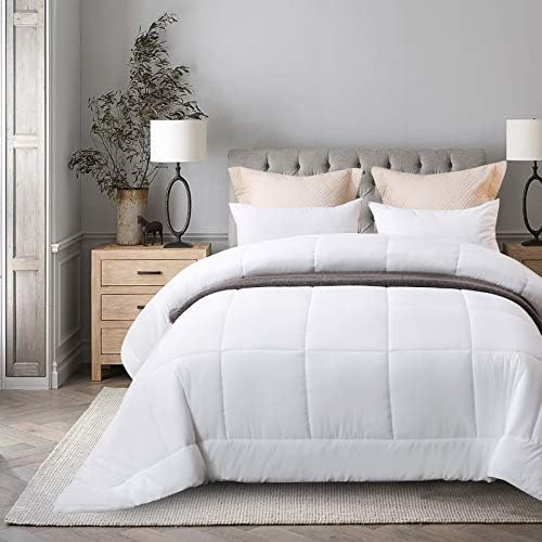  Shatex White King Comforter All Season Bedding Buffy Comforters - King Size Down Comforter Ultra Soft - White Comforter Bedding Duvets & Down Comforters