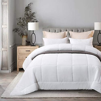  Shatex White King Comforter All Season Bedding Buffy Comforters - King Size Down Comforter Ultra Soft - White Comforter Bedding Duvets & Down Comforters