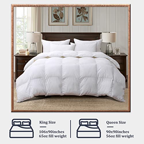  Goose Down And Feather Comforter Queen Size Soft Grey Bedding Comforter Warm Duvet Insert With 8 Corner Tabs Medium Warmth-90x90Inches
