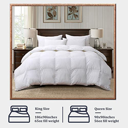  Goose Down And Feather Comforter Queen Size Soft Grey Bedding Comforter Warm Duvet Insert With 8 Corner Tabs Medium Warmth-90x90Inches