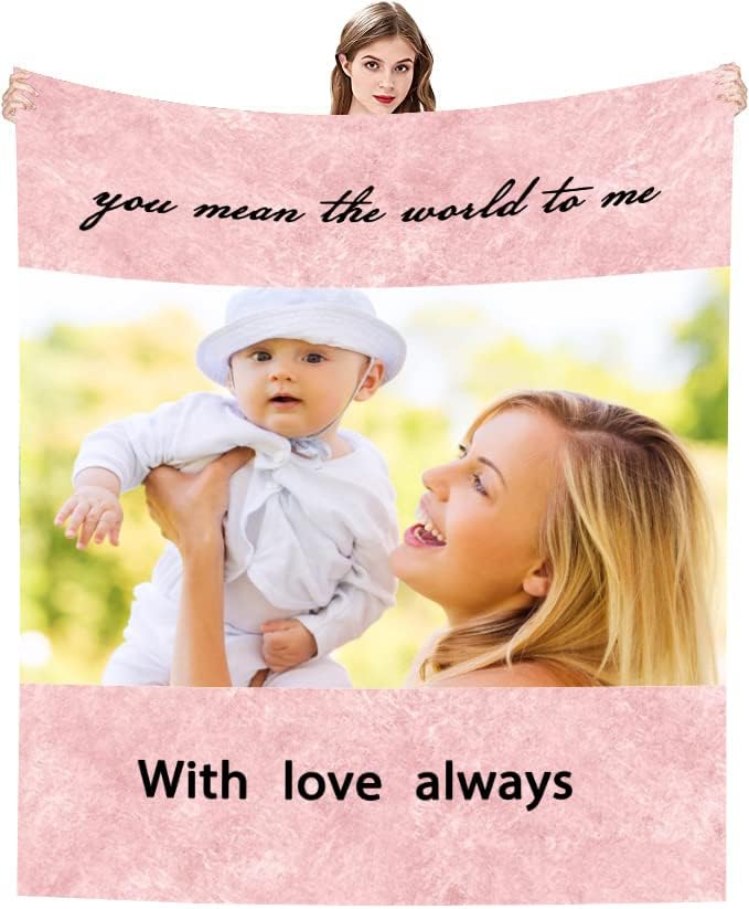  Gifts For Mom From Son, Love Letter Personalized Flannel Throw Blanket Birthday Christmas Thanksgiving Gifts Fits Couch Sofa Bedroom 50"x60"