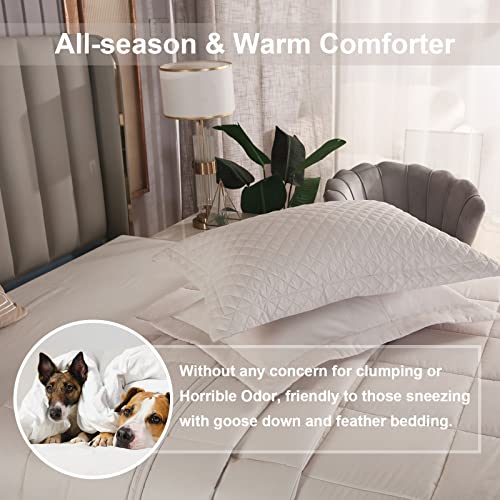  SOULOOOE 128x120 Oversized King Plus Comforter Extra Large King Size Quilts 3 Pieces Lightweight Reversible Down Alternative Cooling Summer Comforter For All Season With 8 Corner Tabs Beige