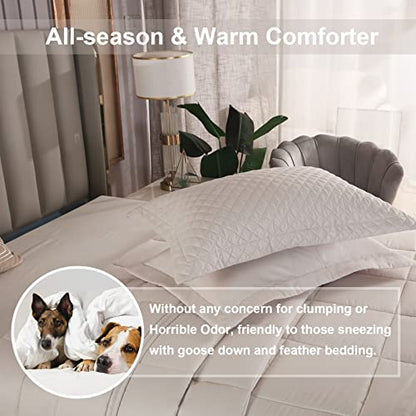  SOULOOOE 128x120 Oversized King Plus Comforter Extra Large King Size Quilts 3 Pieces Lightweight Reversible Down Alternative Cooling Summer Comforter For All Season With 8 Corner Tabs Beige