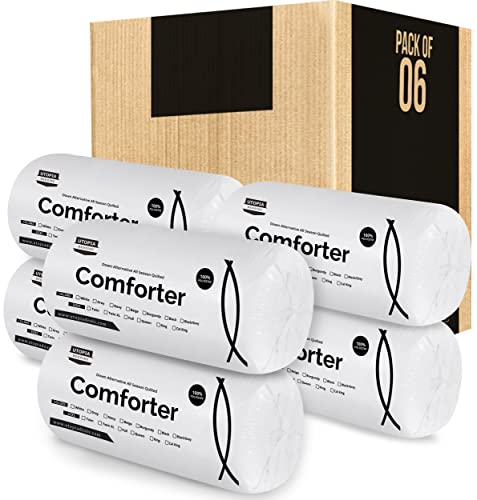  All Season Down Alternative Quilted Queen Comforter - Duvet Insert With Corner Tabs - Machine Washable - Bed Comforter - (Bulk Pack Of 6 - Black)