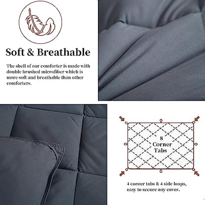  GOHOME 120x98 Oversized King Comforter All Season Extra Large King Size Microfiber Comforter Quilted Down Alternative Duvet Insert With 8 Corner Tabs