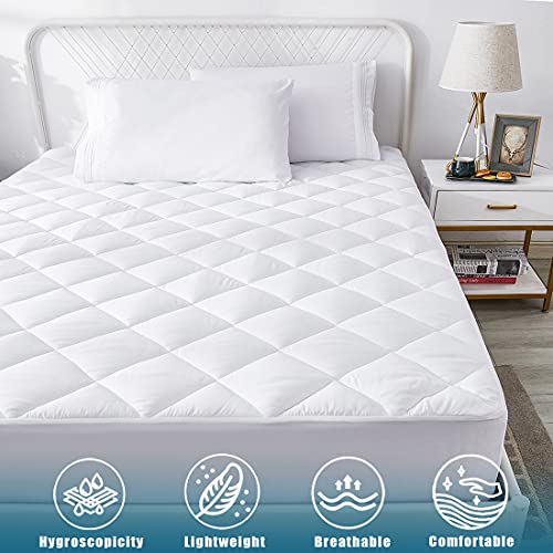  Uraclaire Mattress Pad With 8-21'' Deep Pocket,Cooling Mattress Topper Cover,Ultra Soft Quilted Fitted Breathable Fluffy Microfiber Mattress Protector(Queen)