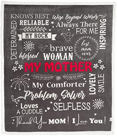  Mom Blanket - Double Layer Sherpa Fleece – Soft Fluffy Throw, Quality Print – 'Thank You Mom, I Love You' – From Daughter, Son – Gift For Birthday, Mother's Day, Christmas, Etc. (Teal)
