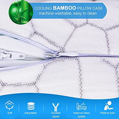  SUPA MODERN Cooling Bed Pillows For Sleeping 1 Pack Shredded Memory Foam Pillow For Neck Pain Relief, Adjustable Sleeping Pillow For Back/Side Sleepers, Hypoallergenic Bamboo Pillow