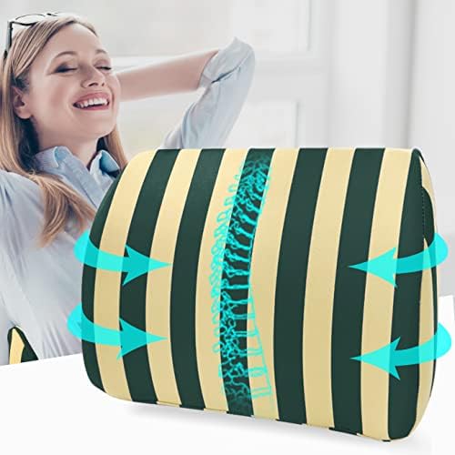  Logicfox Lumbar Support Back Pillow For Office Chair, Memory Foam Back Pillows For Improve Sitting Posture & Back Pain Relief, Striped Lumbar Support Pillow For Car, Chair, Gaming, Recliner (Blue)