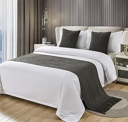  STANGK Hotel Bed Runner Scarf Knitted Blanket Bedspreads Scarves Protection Modern Solid Color Tassel Bed Throws For Foot Of Bed Home Bedroom Bedding Decoration For King Size Bed
