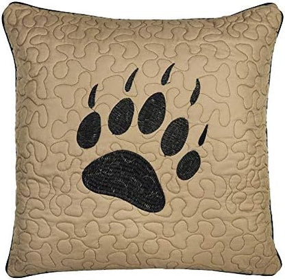  Throw Pillow - Bear Walk Plaid Lodge Decorative Throw Pillow With Bear Pattern - Rectangular