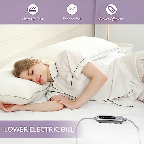  HOMLYNS Electric Heated Mattress Pad King Size Dual Control 4 Heating Levels 10H Timer,Sherpa Quilted Zoned Heating Mattress Pads Machine Washable ETL Certified,15" Deep (78x80)