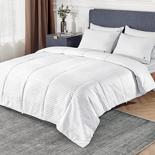  Duvet Insert Lightweight Comforter, Quilted Cooling Duvet Insert, Ultra Soft Down Alternative Comforter With Corner Tabs (Queen, White)
