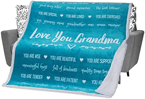  Gift For Grandma From Grandchildren, Granddaughter, Grandson, Mothers Day Gifts For Grandma, Grandmother Throw Blanket For Birthday, 60x50 Inches (Fleece, Grey)