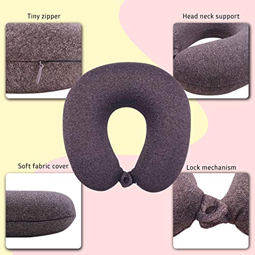  Edelvey Grey Memory Foam Travel Pillow Comfortable U-Shaped Head Neck Support Pillow For Travelling In Airplane Car