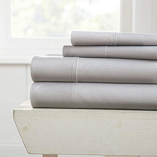  Linen Market Premium My Heart Pattern 4 Piece Bed Sheet Set, Full, Light Gray