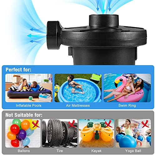  Electric Air Pump, Portable Quick-Fill Air Pump With 3 Nozzles, 110V AC/12V DC, Perfect Inflator/Deflator Pumps For Outdoor Camping, Inflatable Cushions, Air Mattress Beds, Boats, Swimming Ring