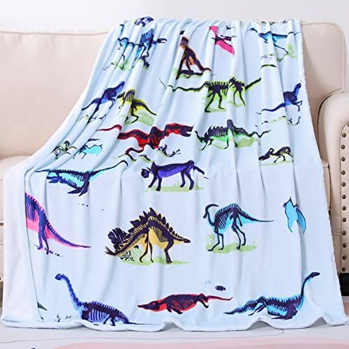  Dinosaur Throw Blanket, Dino Plush Fleece Kids Blanket Soft Cozy Cartoon Blankets With Jurassic Dinosaurs For Boys Gift For Kids Adults (Dinosaur 1, 50" X 60")