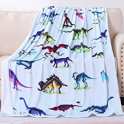  Dinosaur Throw Blanket, Dino Plush Fleece Kids Blanket Soft Cozy Cartoon Blankets With Jurassic Dinosaurs For Boys Gift For Kids Adults (Dinosaur 1, 50" X 60")