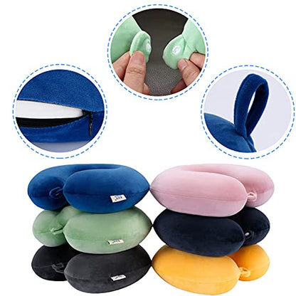  DUANY STORE Neck Pillow For Traveling, Upgraded Travel Neck Pillow For Airplane 100% Pure Memory Foam Travel Pillow For Flight Headrest Sleep, Portable Plane Accessories (Pink)