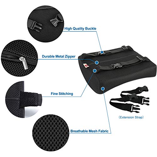  LOVEHOME Lumbar Support Pillow For Chair And Car, Back Support For Office Chair Memory Foam Cushion With Mesh Cover For Back Pain Relief - Black