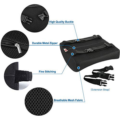  LOVEHOME Lumbar Support Pillow For Chair And Car, Back Support For Office Chair Memory Foam Cushion With Mesh Cover For Back Pain Relief - Black