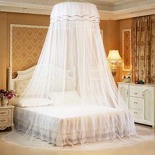  Yasashi Breathable Round Canopy Lace Princess Style Net Bed Curtain Netting (White)