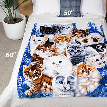  Dawhud Direct Collage Kitten Fleece Blanket For Bed, 50" X 60" Cute Fleece Throw Blanket For Girls, Women, Men And Kids - Super Soft Plush Cat Blankets For Cat Lovers Kitty Cats Print Throws Blankets