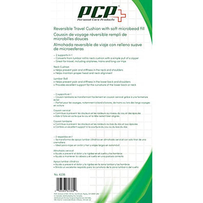  PCP Reversible 2-in-1 Travel Cushion With Microbead Fill For Neck And Back