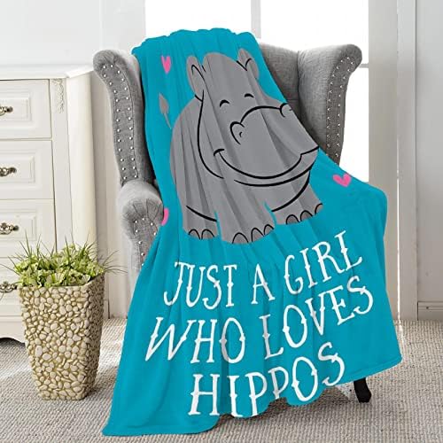  St A Girl Who Loves Hippos Soft Comfy Flannel Blanket Fluffy Queen Plush Throw Twin Cozy Outdoor Picnic Living Room Travel Couch Medium (60 In X 50 In)