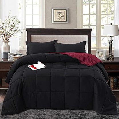  HIG 3pc Down Alternative Comforter Set - All Season Reversible Comforter With Two Shams - Quilted Duvet Insert With Corner Tabs - Box Stitched - Super Soft, Fluffy (Full/Queen, Pink)