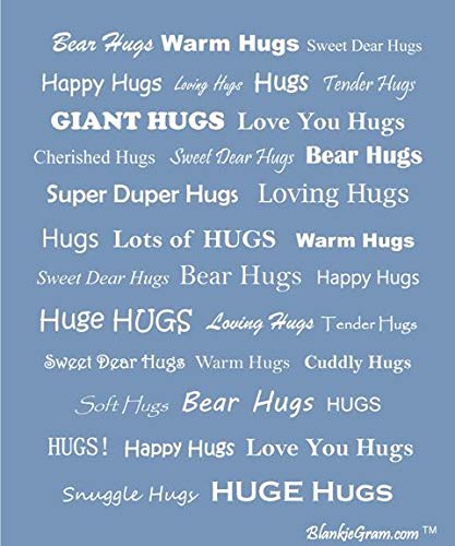  “Hugs” Plush Throw Blanket- Inspired Gift Ideas For The Entire Family, Comfort Gifts, Blue