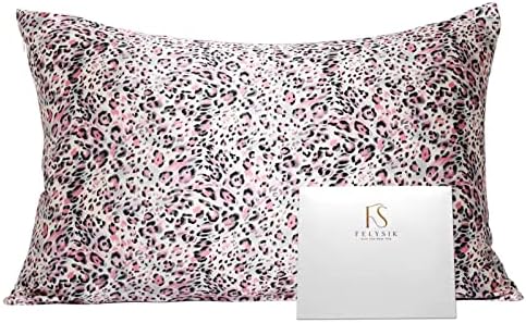  FELYSIK Blue Gray Paisley Silk Pillowcase For Hair And Skin - Queen 20"x30", 22 Momme 100% Mulberry Silk Floral Print Pillow Cases With Zipper