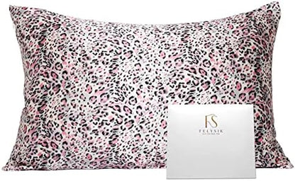  FELYSIK Blue Gray Paisley Silk Pillowcase For Hair And Skin - Queen 20"x30", 22 Momme 100% Mulberry Silk Floral Print Pillow Cases With Zipper