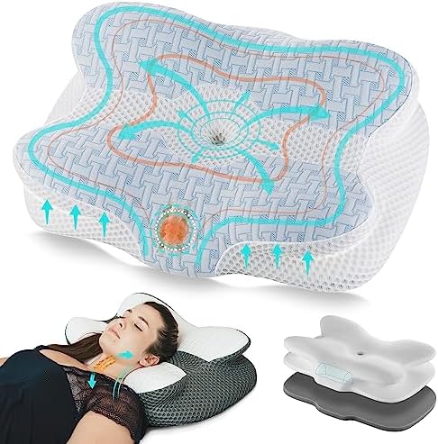  Elviros Cervical Pillow, Contour Memory Foam Pillow For Neck Pain Relief, Adjustable Orthopedic Contour Support Pillows For Sleeping, Ergonomic Bed Pillow For Side, Back, Stomach Sleepers (Dark Grey)