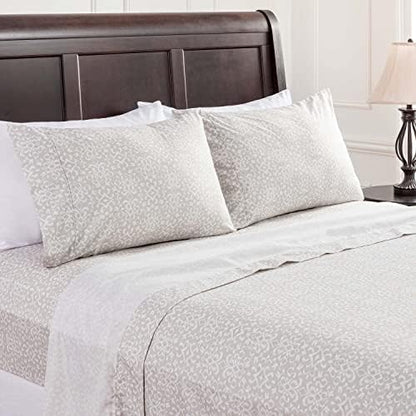  Traditional Floral Printed Elegant Patterned King Bed Sheet Set 4-Piece - 1 Flat Sheet 1 Fitted Sheet And 2 Pillowcases - Ultra Soft Wrinkle Stain Resistant Microfiber Sheets - Blue
