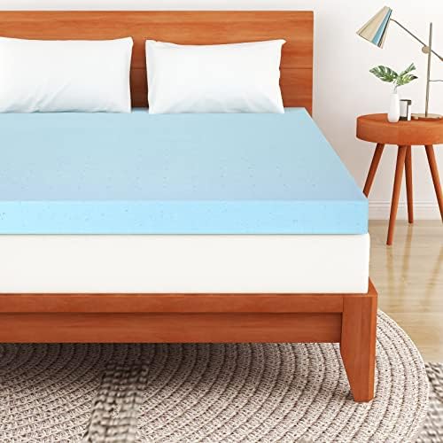  IULULU Twin 3 Inch Gel Memory Foam Mattress Topper Size, CertiPUR-US Certified, Blue