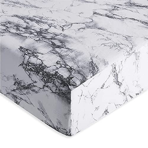  - Marble Sheet Set, Black White And Gray Grey Modern Pattern Printed, Soft Microfiber Bedding (4pcs, Queen Size)