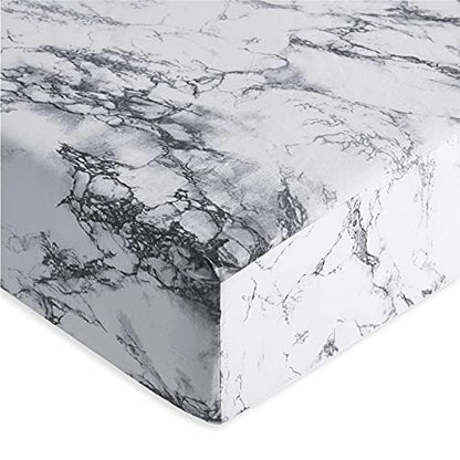  - Marble Sheet Set, Black White And Gray Grey Modern Pattern Printed, Soft Microfiber Bedding (4pcs, Queen Size)