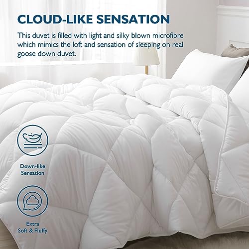  Dafinner Lightweight Full Queen Bed Comforter, Cooling All-Season Duvet Insert, White Plush Bio-Base Down Alternative Quilt Bed Blanket For Summer Warm Weathers/Hot Sleepers