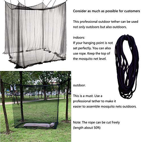  Mosquito NET For Bed Canopy, Four Corner Post Curtains Bed Canopy Elegant Mosquito Net Set, Stick Hook &Profession Rope For Net, Screen Netting Canopy Curtains, Full/Queen/King/Black