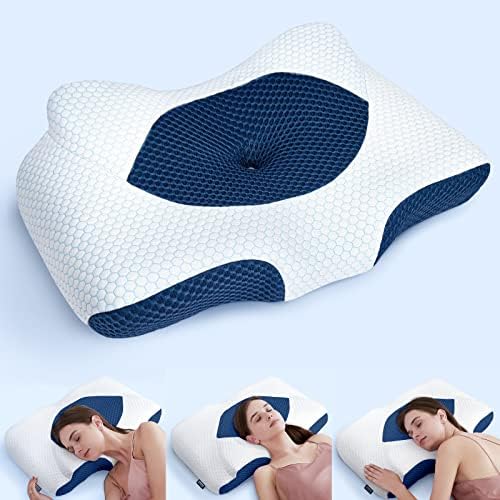  Famedio Adjustable Cervical Pillow For Neck Pain Relief, Hollow Contour Memory Foam Pillows Plus Support, Odorless Orthopedic Bed Pillows For Sleeping, Shoulder Pillow For Side Back Stomach Sleeper