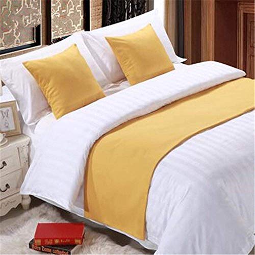  Bed Runner Yellow 3 Pcs Set, Luxury Bedding Scarf Pad Decorative Table Runner Bed Protector Slip Cover For Pets, 1 Bed Runner + 2 Cushion Cover, 102 Inches By 19 Inches