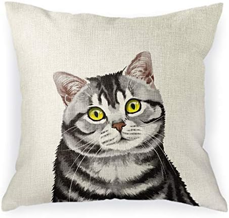  WIRESTER Sofa Pillow Case, Decorative Throw Pillow Cushion Cover For Home Office 18 X 18 Inch, Cute Tuxedo Cat