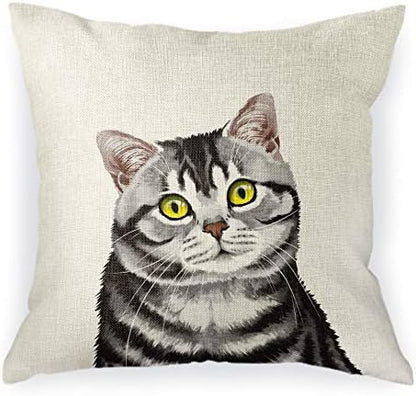  WIRESTER Sofa Pillow Case, Decorative Throw Pillow Cushion Cover For Home Office 18 X 18 Inch, Cute Tuxedo Cat