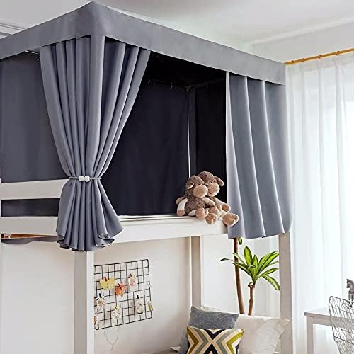  Thicker Version Bunk Bed Curtain Bed Canopy Bedroom Blackout Curtains Single Sleeper Bed Shading Curtain Dustproof Breathable Curtain Privacy Draperies Cloth Curtain Bedding For Home Students Dorm
