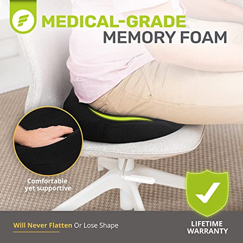  ErgoFoam Orthopedic Donut Pillow For Tailbone Pain | Donut Seat Cushion For Hemorrhoids | Plush Support For Comfort | Breathable Mesh Cover | Hemmoroid Pillow | Postpartum | Doughnut Pillow