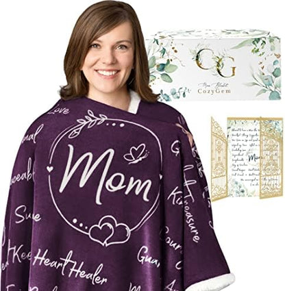  Mom Blanket, Mom Birthday Gifts, From Daughter Or Son, Best Mom Cozy Throw Blankets With Letter, Mom Gifts, Love You Mom Blanket, Mothers Day Blanket, 65x50, Fleece - Gray