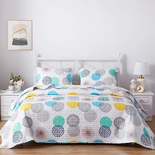  Quilt Set Twin Size, Lightweight Microfiber Soft Coverlet Reversible Quilted Pattern Summer Quilt Bedspreads Comforter Set For All Season, 2 Piece Includes 1 Quilt + 1 Sham